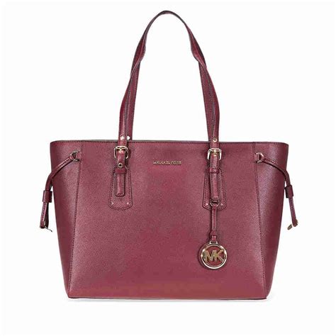 michael kors voyager medium leather tote oxblood|Michael Kors voyager large tote.